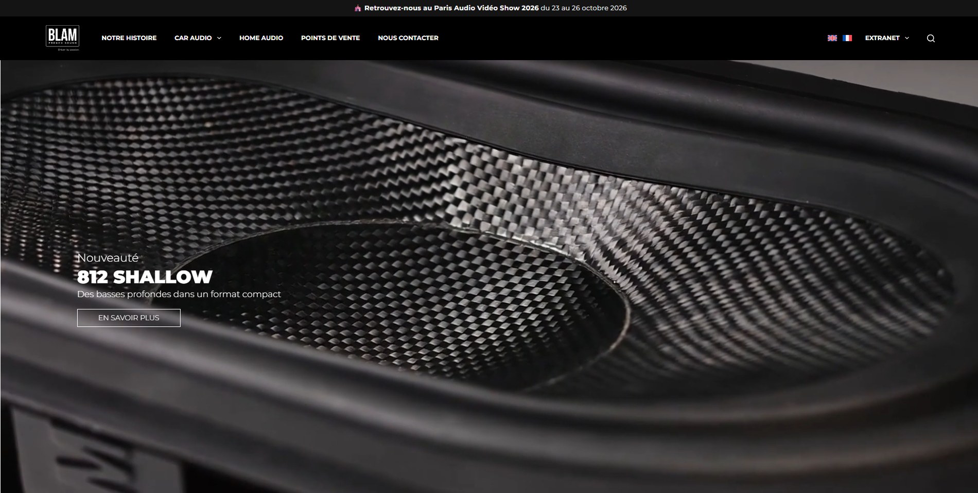 Page d'accueil du site BLAM Audio