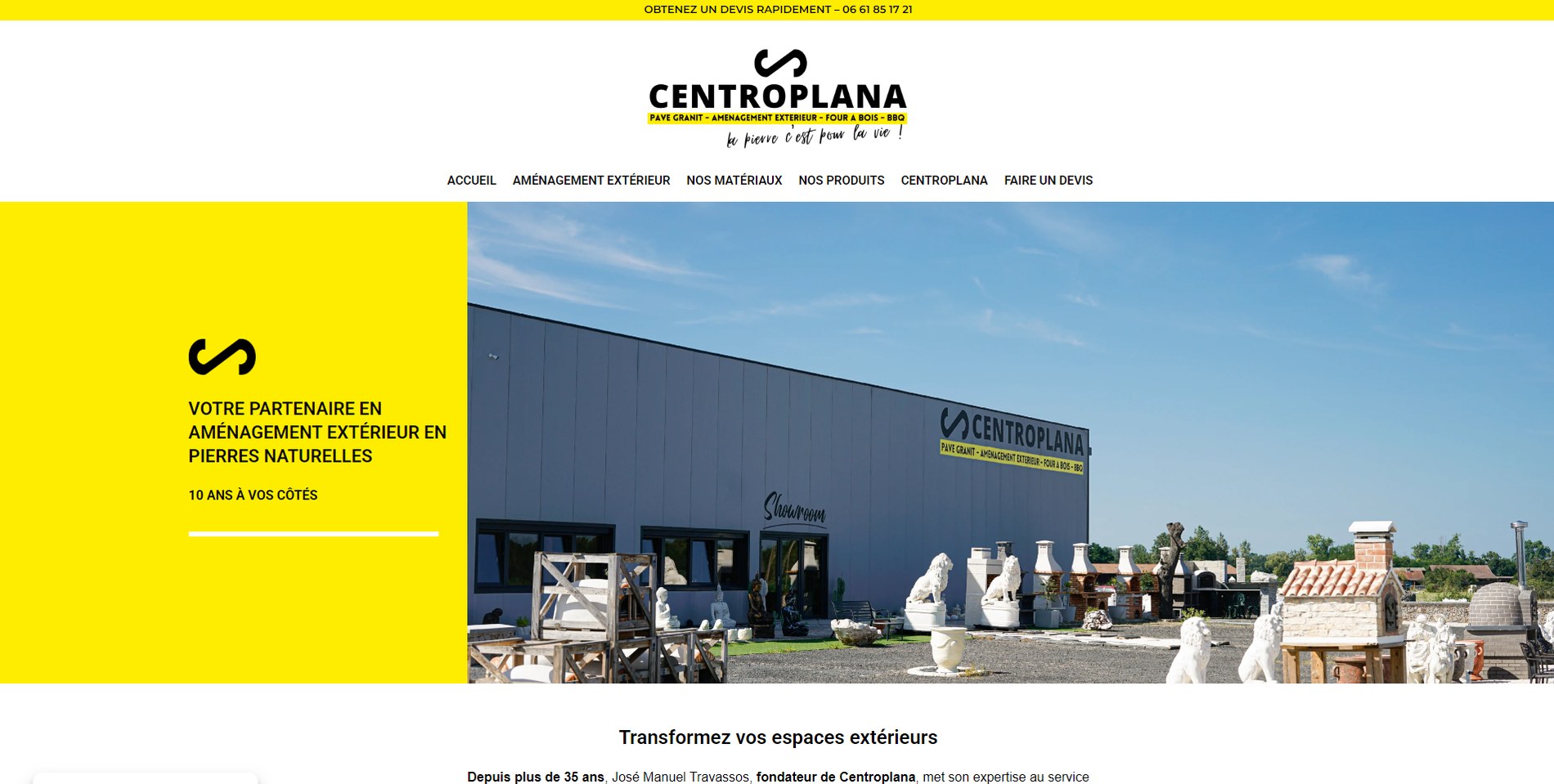Page d'accueil du site Centroplana