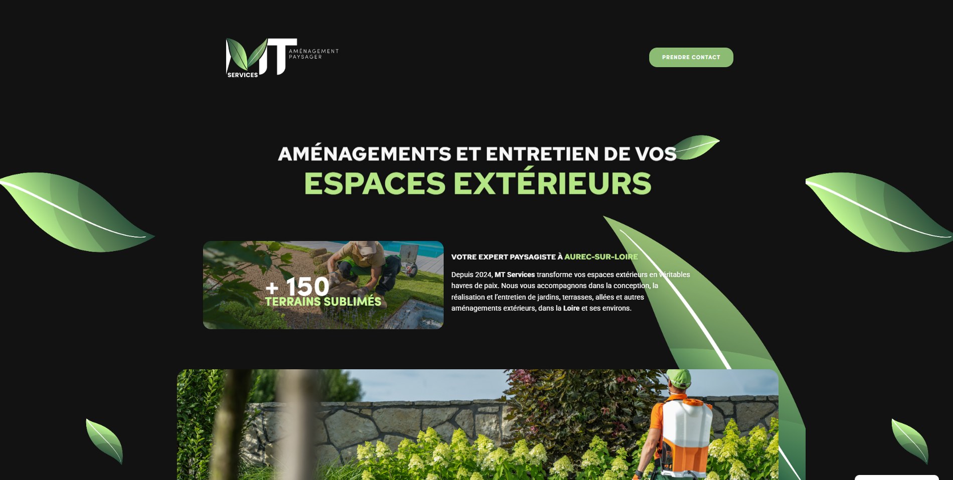 Page d'accueil du site MT Services, aménagement paysager